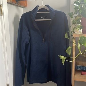 Eddie Bauer Pullover Sweatshirt Quarter-Zip Navy Blue Men’s Size Large